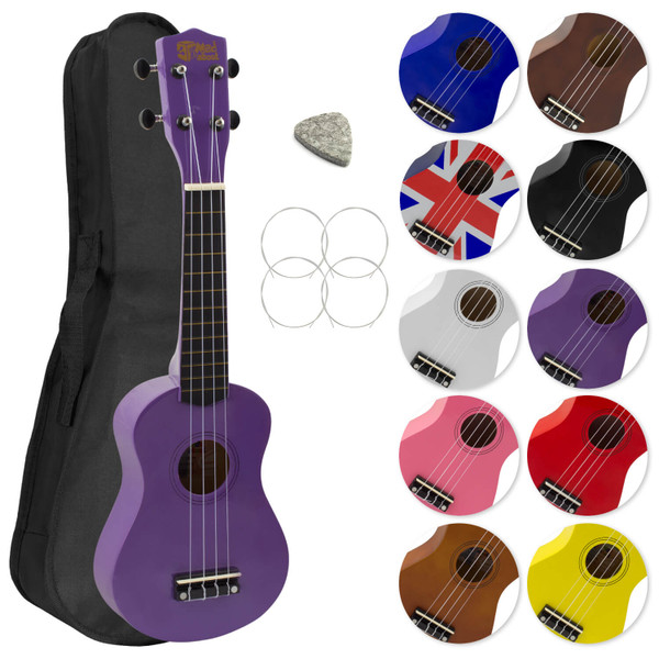 Mad About Soprano Beginners Ukulele with Bag, Pick & Carbon Strings - Purple