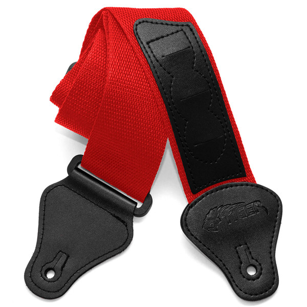 Tiger STP2 Nylon Guitar Strap for Acoustic, Electric & Bass Guitars - Red