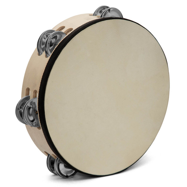 Tiger Double Row Wood Tambourine 10" - Black Band