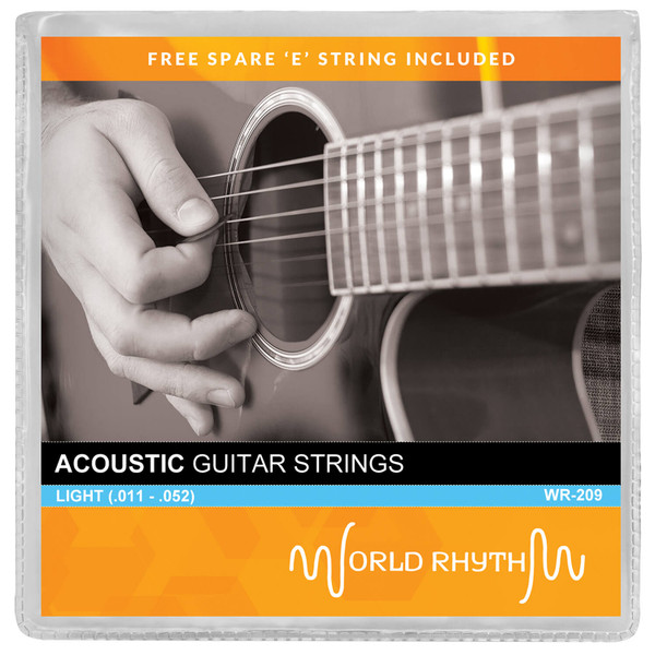 Light Acoustic Guitar Strings by World Rhythm - .011 - .052 Guitar Strings