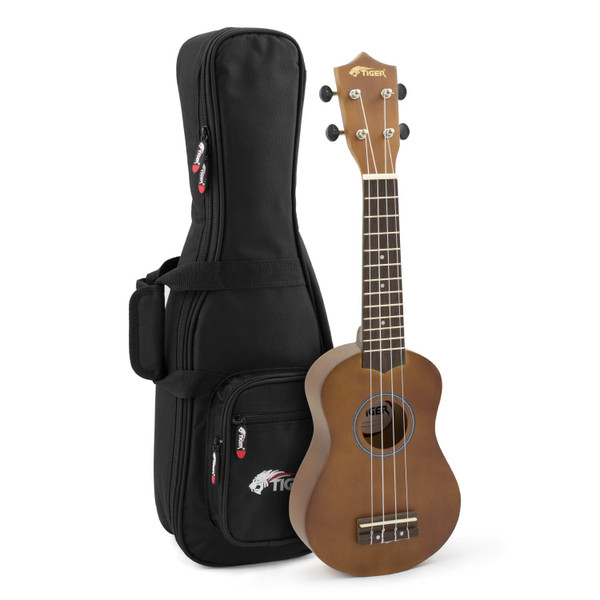 Tiger UKE12 Natural Soprano Ukulele with Padded Gig Bag - School Starter Pack