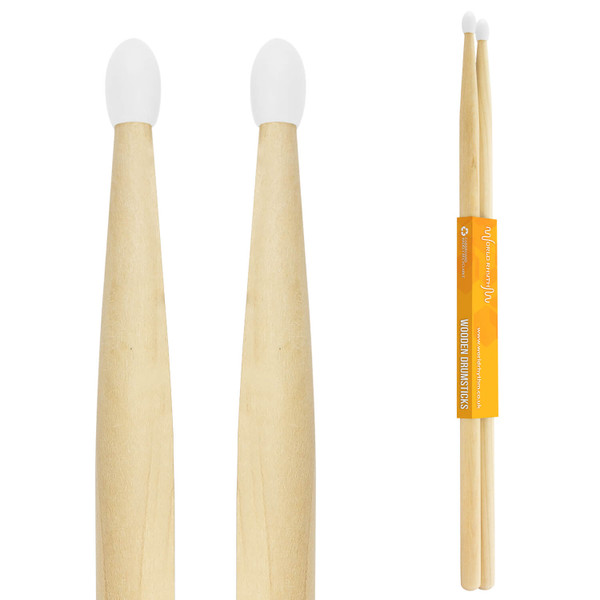 Maple 5A Drumsticks by World Rhythm - Nylon Tip 5A Pair of Drum Sticks
