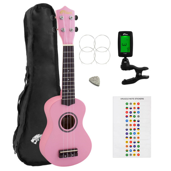 Beginners Soprano Ukulele in Pink & Clip-On Tuner Kit