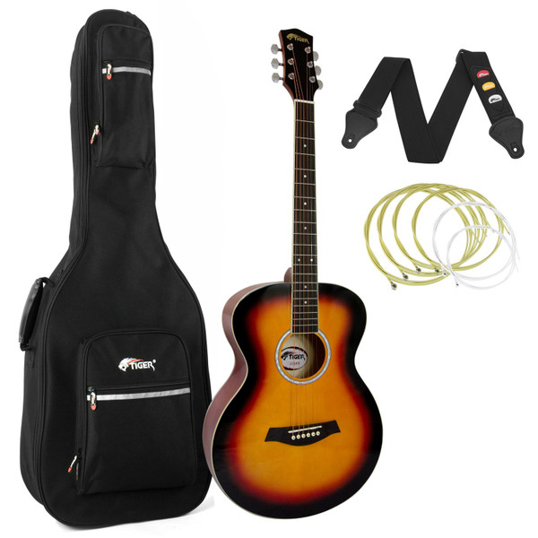 Tiger Sunburst Acoustic Guitar Package with Padded Bag