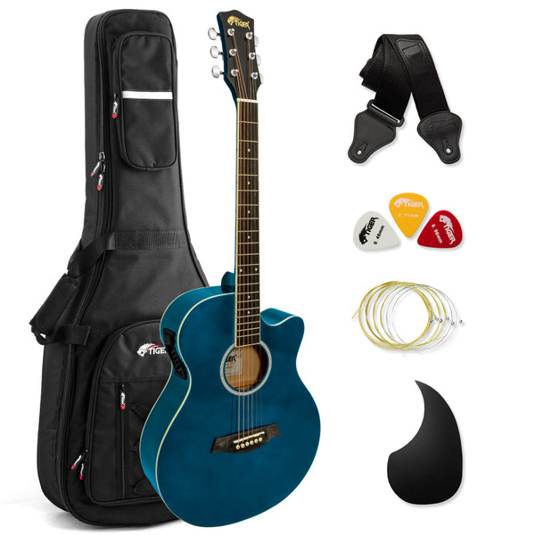 Tiger Blue Electro Acoustic Guitar Package with Premier Padded Bag