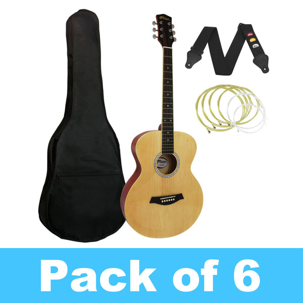 Tiger Acoustic Guitar for Beginners - Natural - Pack of 6