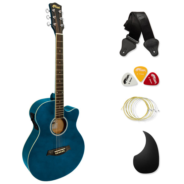 Tiger Blue Electro Acoustic Guitar for Beginners with 6 Months FREE Lessons