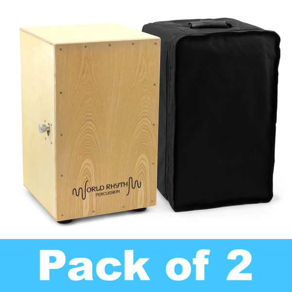 World Rhythm Natural Cajon Box Drum - Pack of 2