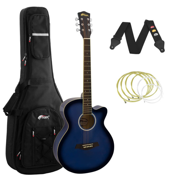 Tiger Blue Acoustic Guitar Pack for Students with Premier Padded Bag