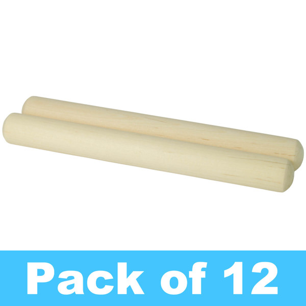 Theodore Wooden Claves - Natural Rhythm Sticks - Pack of 12 Pairs