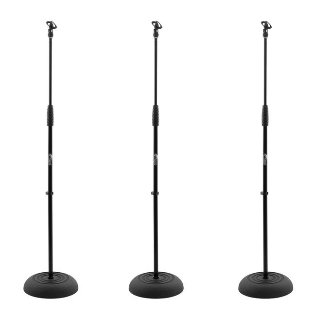 Tiger Pack of 3 Heavy Duty Round Base Microphone Stands