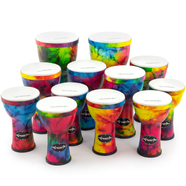 World Rhythm Pre-Tuned Djembe 12 Pack Ideal for Primary Schools and Drum clubs