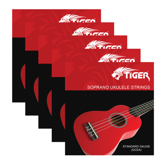 Tiger UAC14-5 Soprano Ukulele Strings - 5 Sets of Standard Gauge Nylon Strings