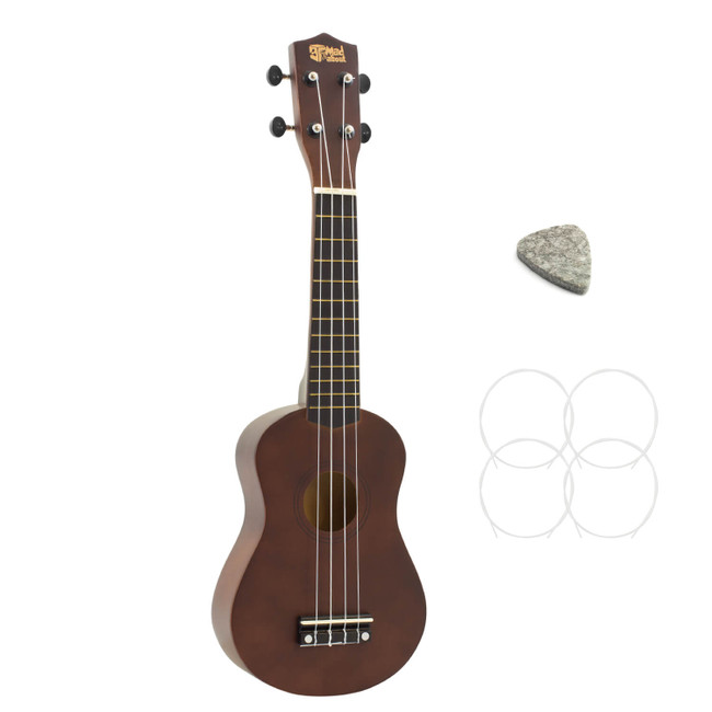 Soprano Ukulele - Dark Wood Natural Inc FREE Pick and Strings