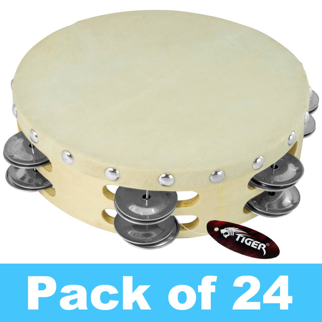 Tiger 8" Double Row Wood Tambourine - Pack of 24