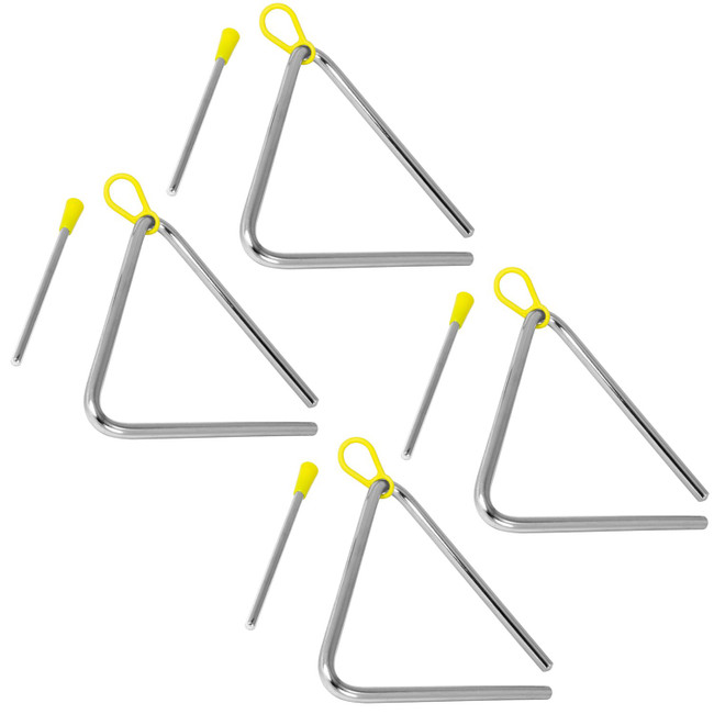 TIGER TRI7-4-MT 15CM Steel Triangle Instrument, Complete with Beater, Pack of 4