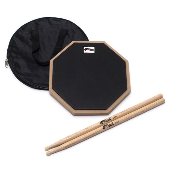 Tiger 10" Drum Practice Pad with Tiger Hickory 5B Drumsticks