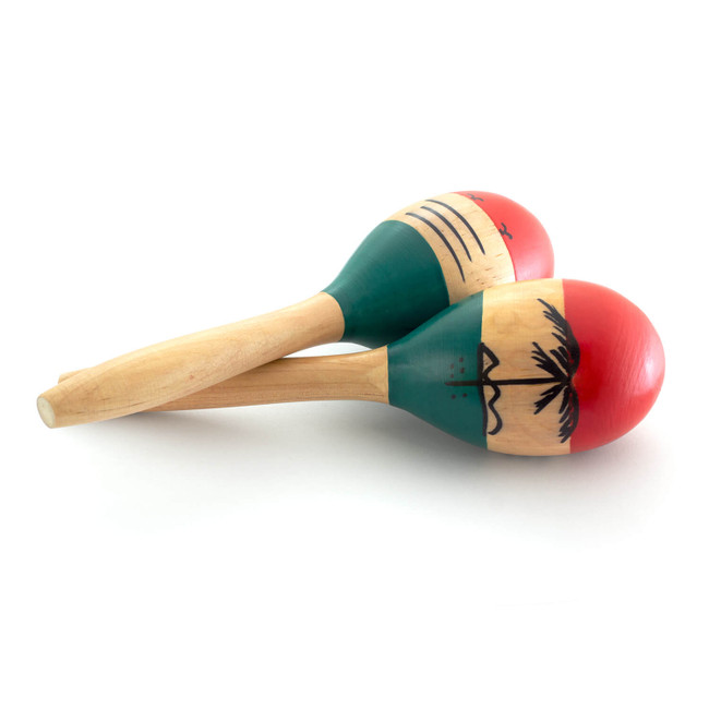 World Rhythm Natural Hand Painted Wooden Maracas - Small