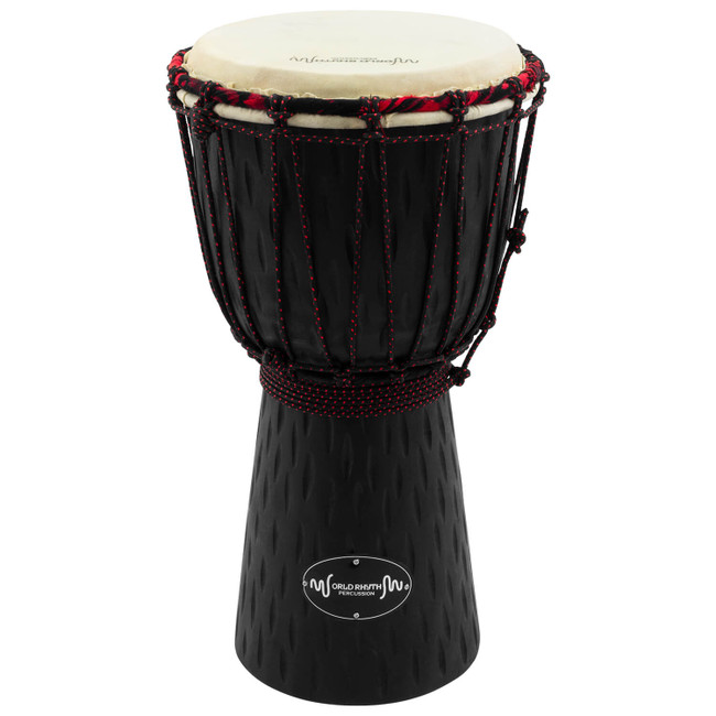 World Rhythm 7 Inch Djembe Drum -Wooden Mahogany African Hand Drum - Black 