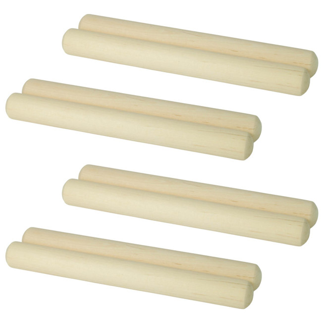 Theodore Wooden Claves - 4 Pairs of Quality Rhythm Sticks
