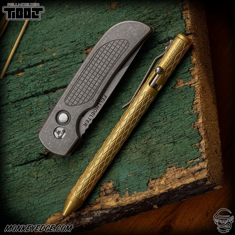 スポーツトイ・アクショントイ Fellhoelter | Spinning Top (Cu) Monkey Edge - Fellhoelter TiBolt Pen - Brass Tumbled Diamonds
