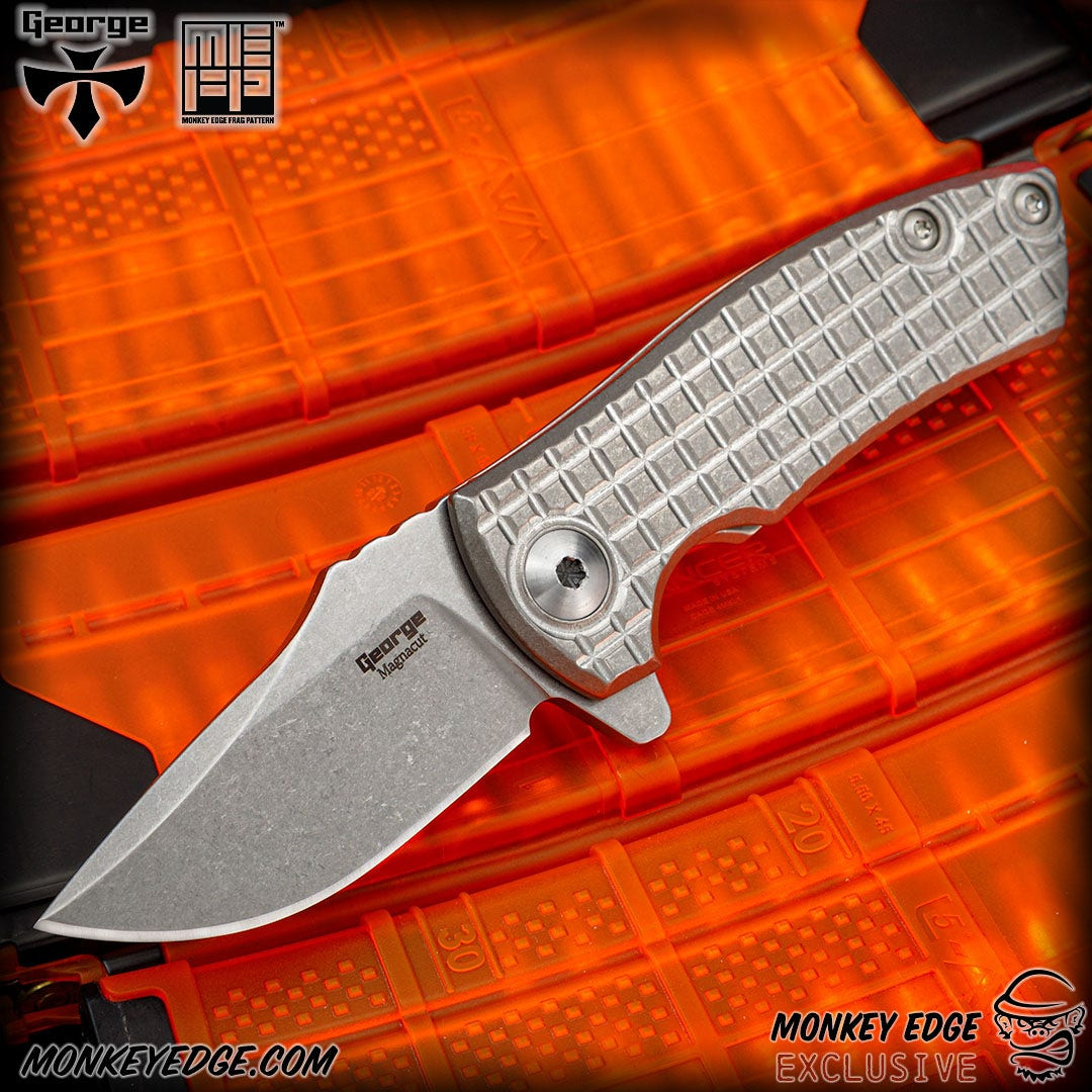 ピリオド ペテンシー スカーレッドゾーン QED2枚 プチョヘンザ斧 カツムゲン Monkey Edge - George Knives ESV Flipper - Stonewashed Monkey Edge