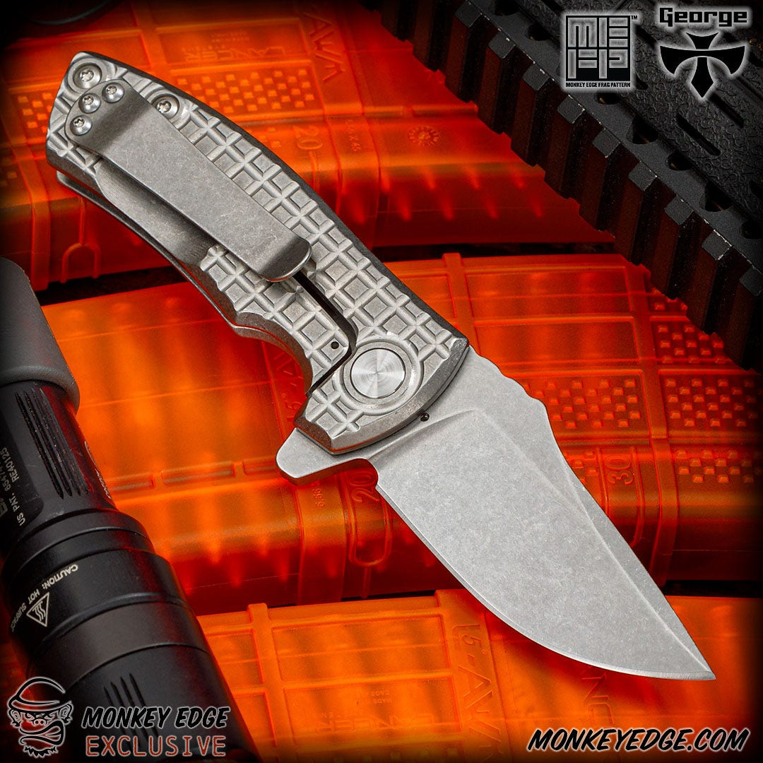 Monkey Edge - George Knives ESV Flipper - Stonewashed Monkey Edge