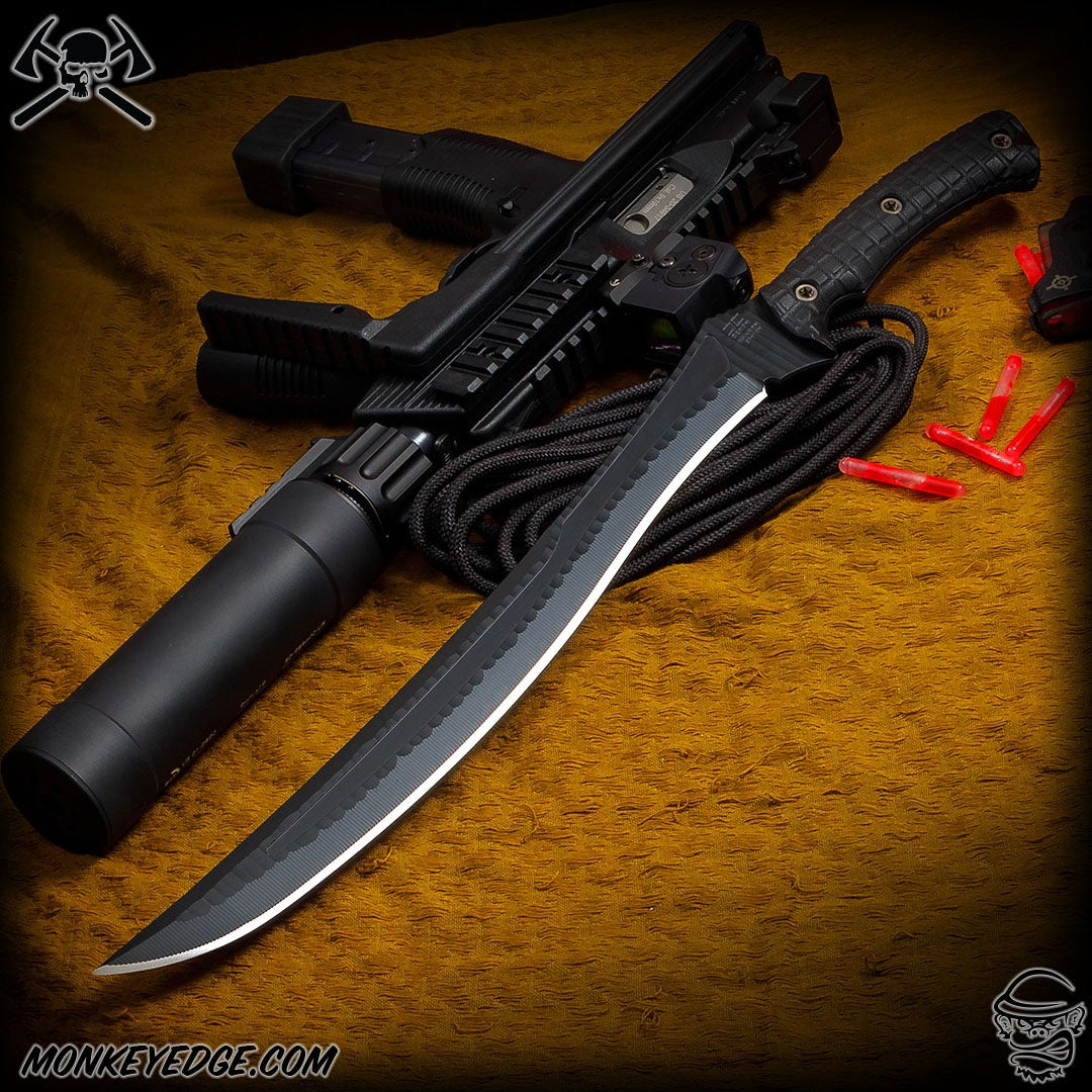 蘭ページ。 Monkey Edge - RMJ Tactical Fixed Blade: Wyvern - Blackout Textured