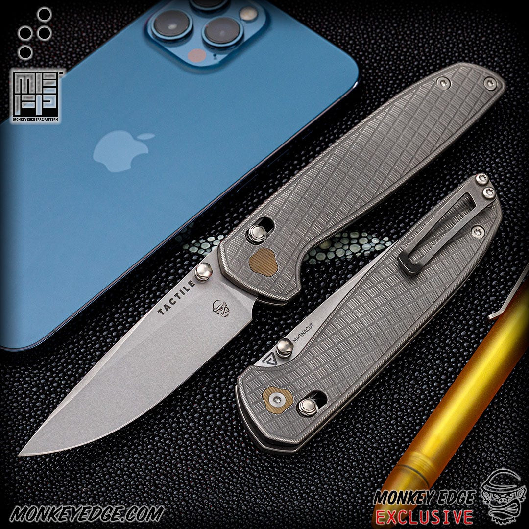 【レア】DMC×TIGA AcuteFusion Maverick Monkey Edge - Tactile Knife Co: Maverick - Titanium Stonewashed