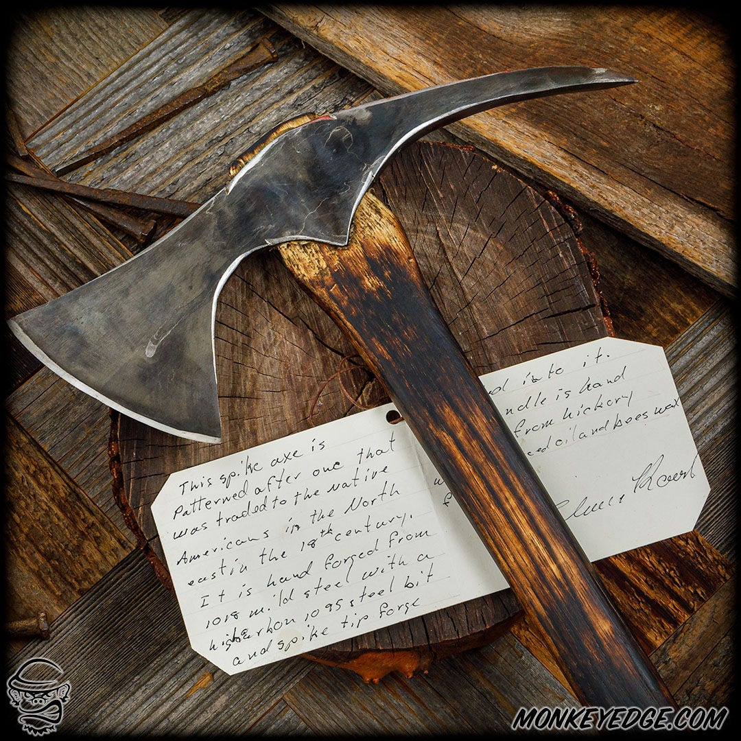 Monkey Edge - Elmer Roush: Spike Trade Axe w/Filework - Patina/Hickory