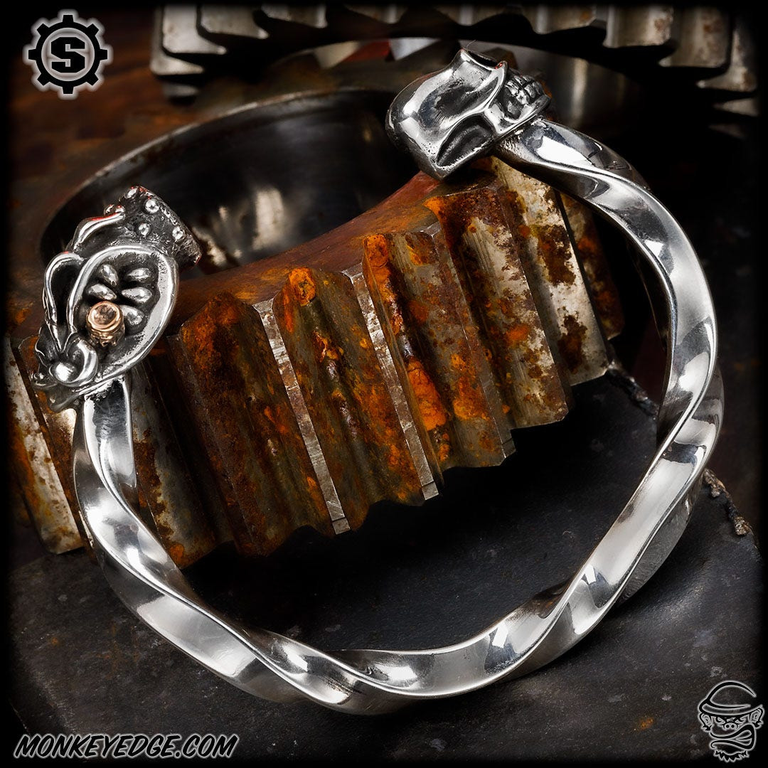 アクセサリー LET IT BE Stamped & Twisted Bangle SV925 Monkey Edge - Starlingear Bracelet: Slickster + Bulldog Twisted