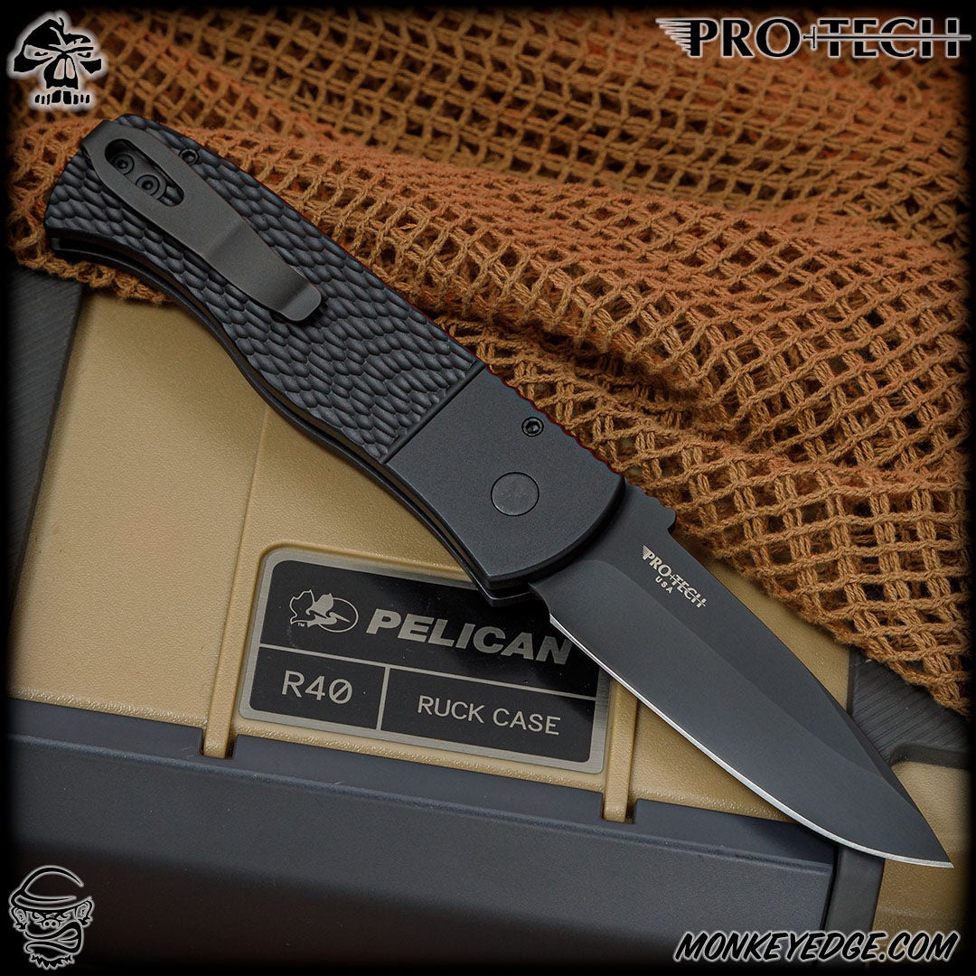 Monkey Edge - Pro-Tech Knives: CQC-7 Auto Spearpoint - Black DLC/Black