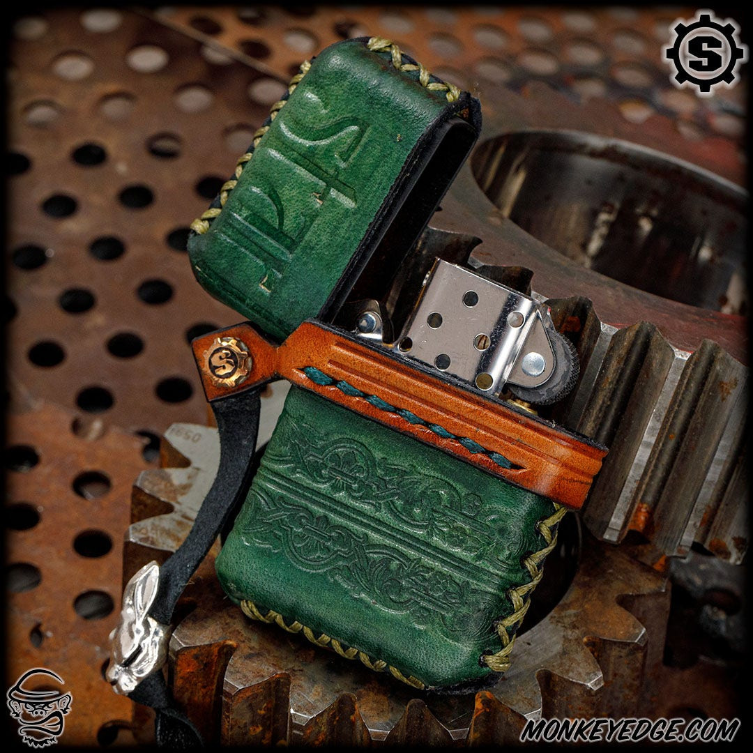 Monkey Edge - Starlingear Leather Lighter: Embossed Vintage w/Nano