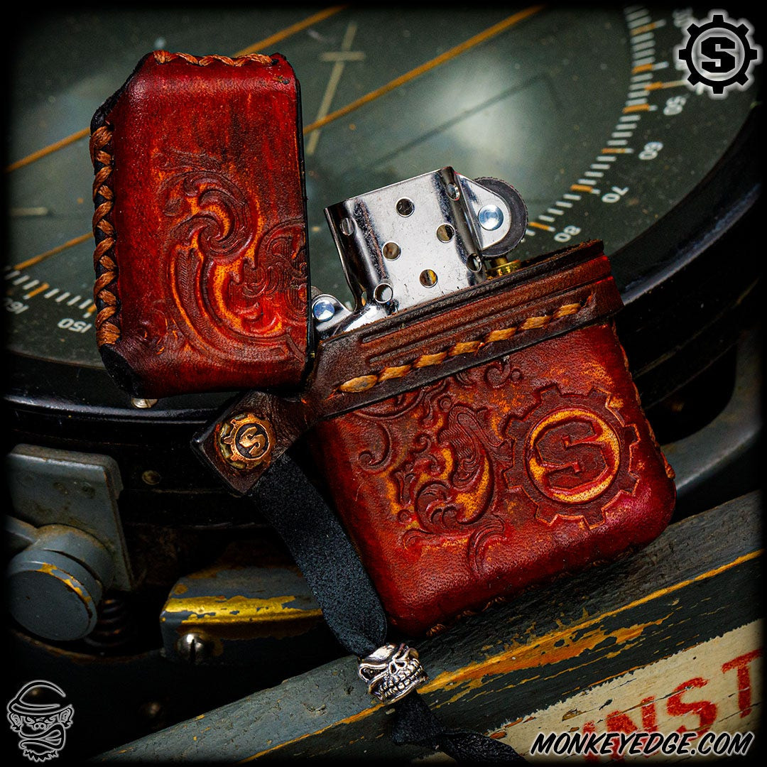 Monkey Edge - Starlingear Leather Lighter: Embossed Vintage S-Gear