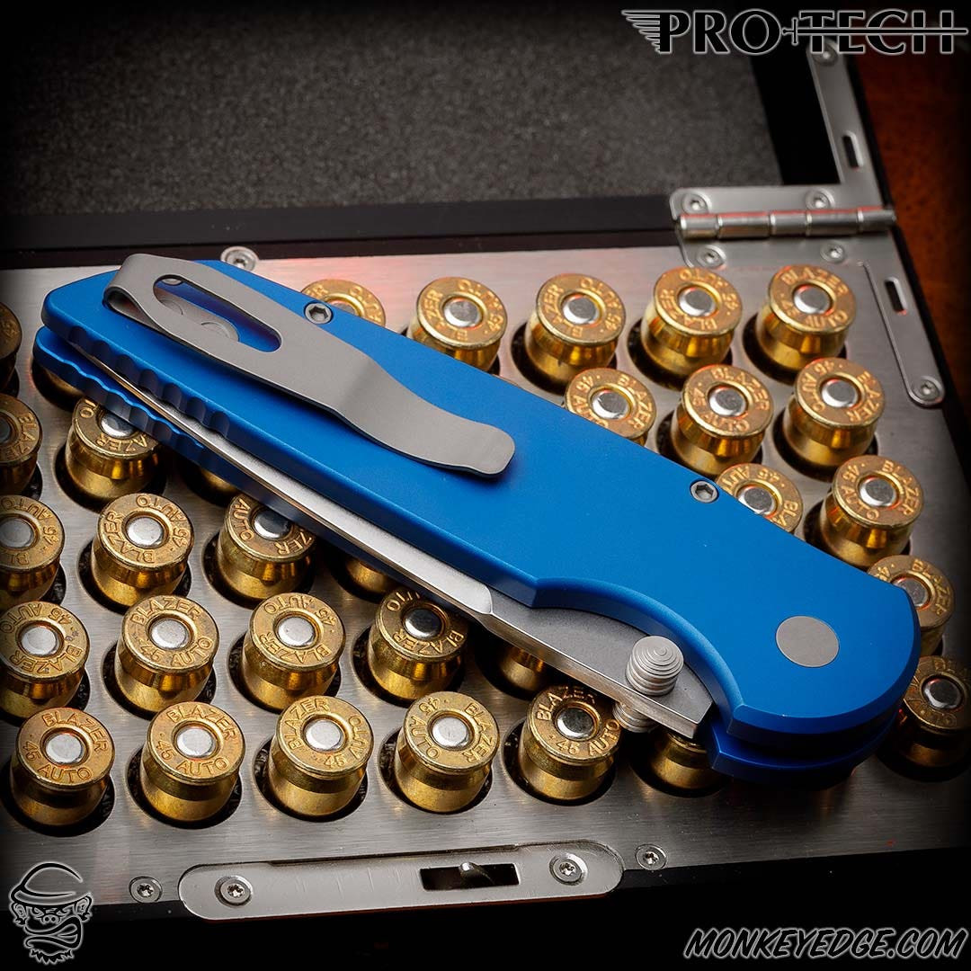 Monkey Edge - Pro-Tech Knives: TR-3 Integrity - Stonewashed/Blue