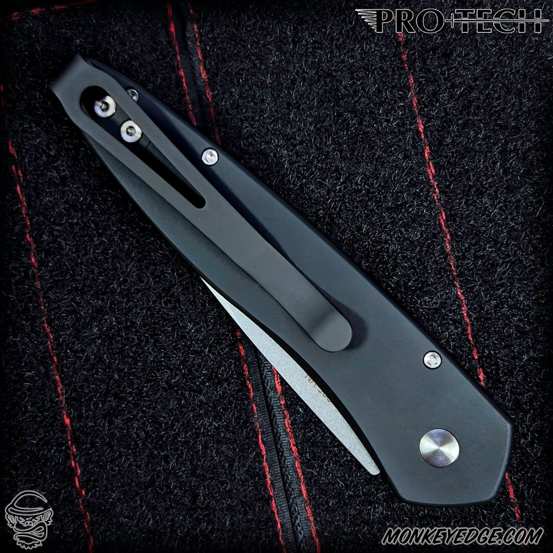 Monkey Edge - Pro-Tech Knives: Newport - Stonewashed/Black w/Ivory
