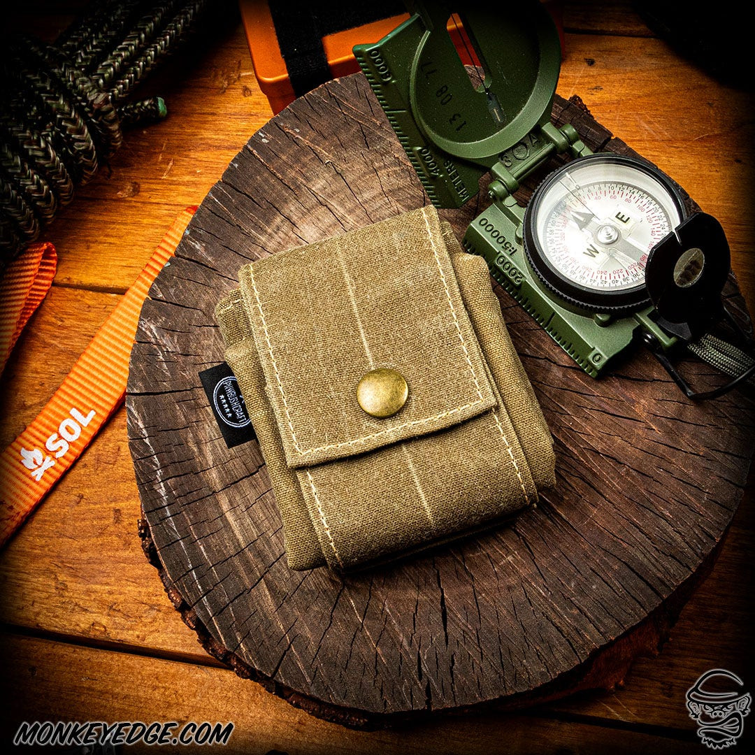 Monkey Edge - PNW Bushcraft Foraging Pouch: Waxed Canvas - Tan