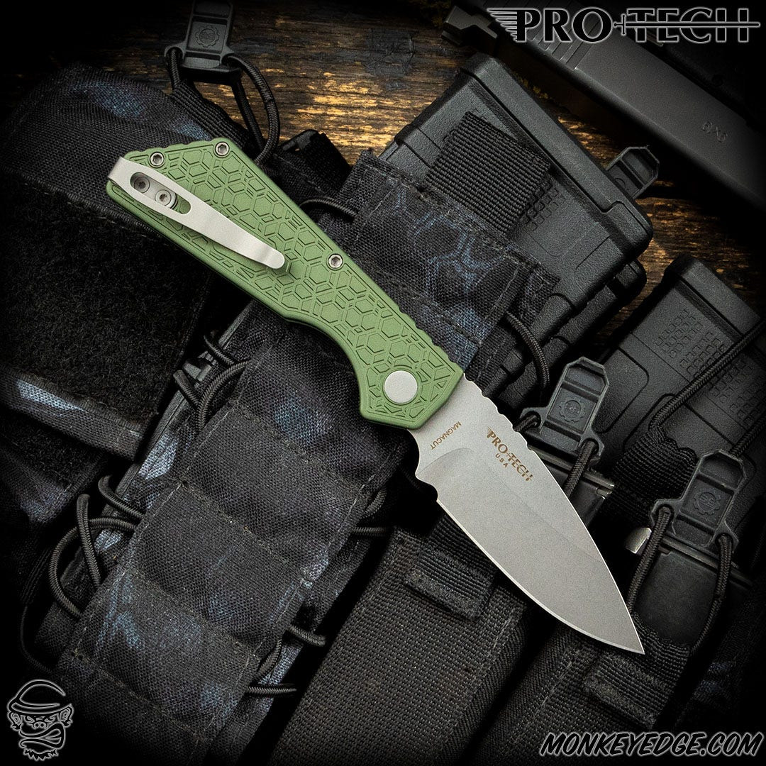 Monkey Edge - Pro-Tech Knives: Strider PT Auto - Stonewashed/Green