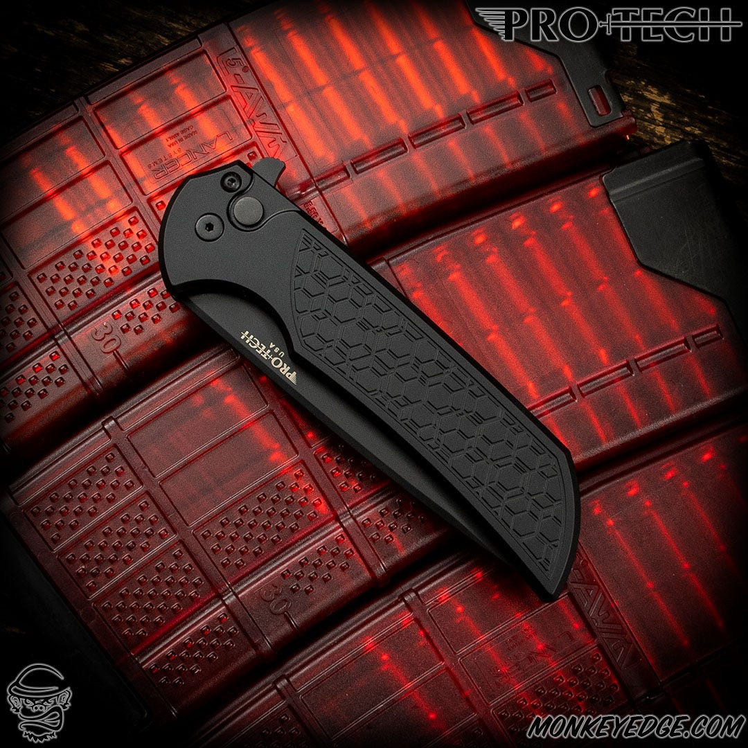Monkey Edge - Pro-Tech Knives: Mordax - Black/Black Gridlock