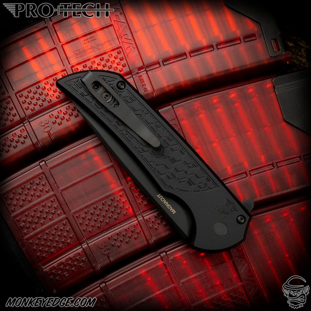 Monkey Edge - Pro-Tech Knives: Mordax - Black/Black Gridlock