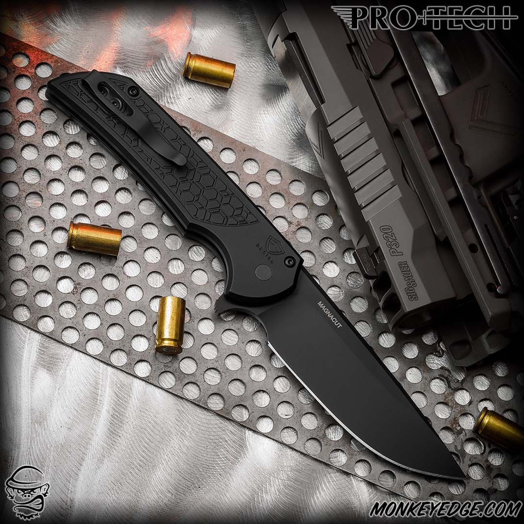 Monkey Edge - Pro-Tech Knives: Mordax - Black/Black Gridlock