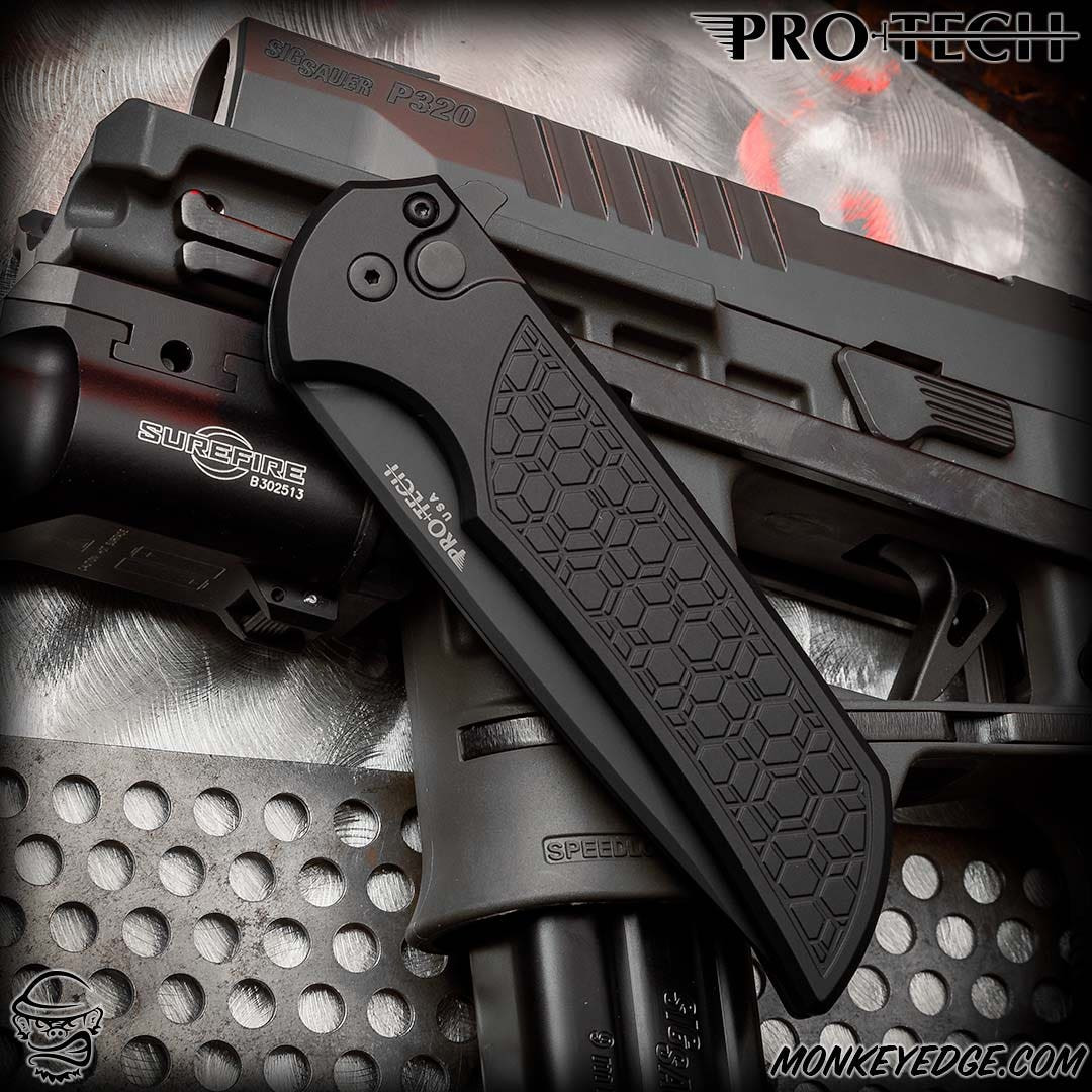 Monkey Edge - Pro-Tech Knives: Mordax - Black/Black Gridlock