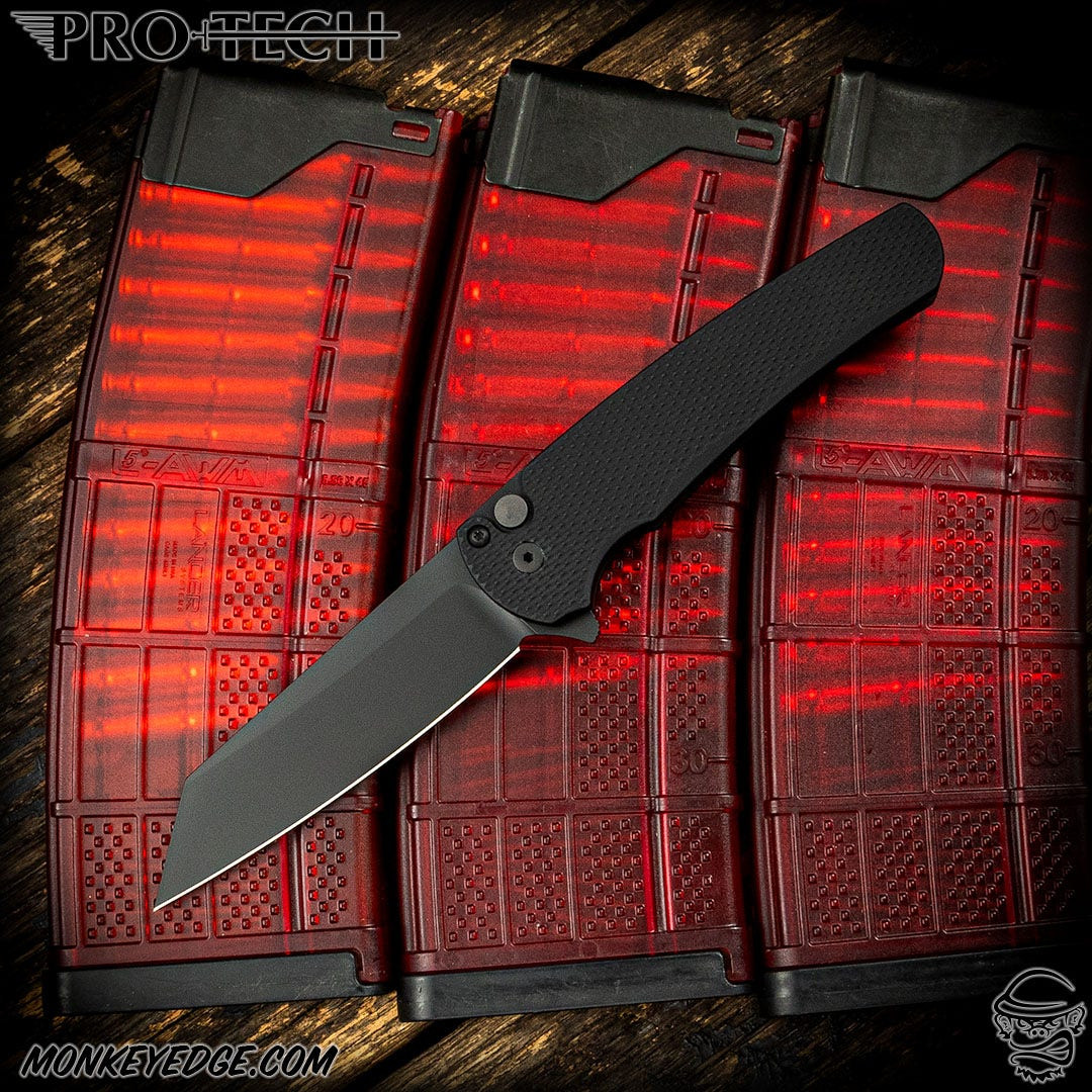 Monkey Edge - Pro-Tech Knives: Malibu Reverse Tanto - Black/Black