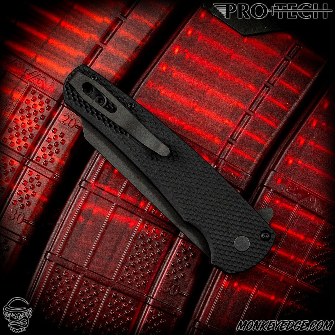 Monkey Edge - Pro-Tech Knives: Malibu Reverse Tanto - Black/Black