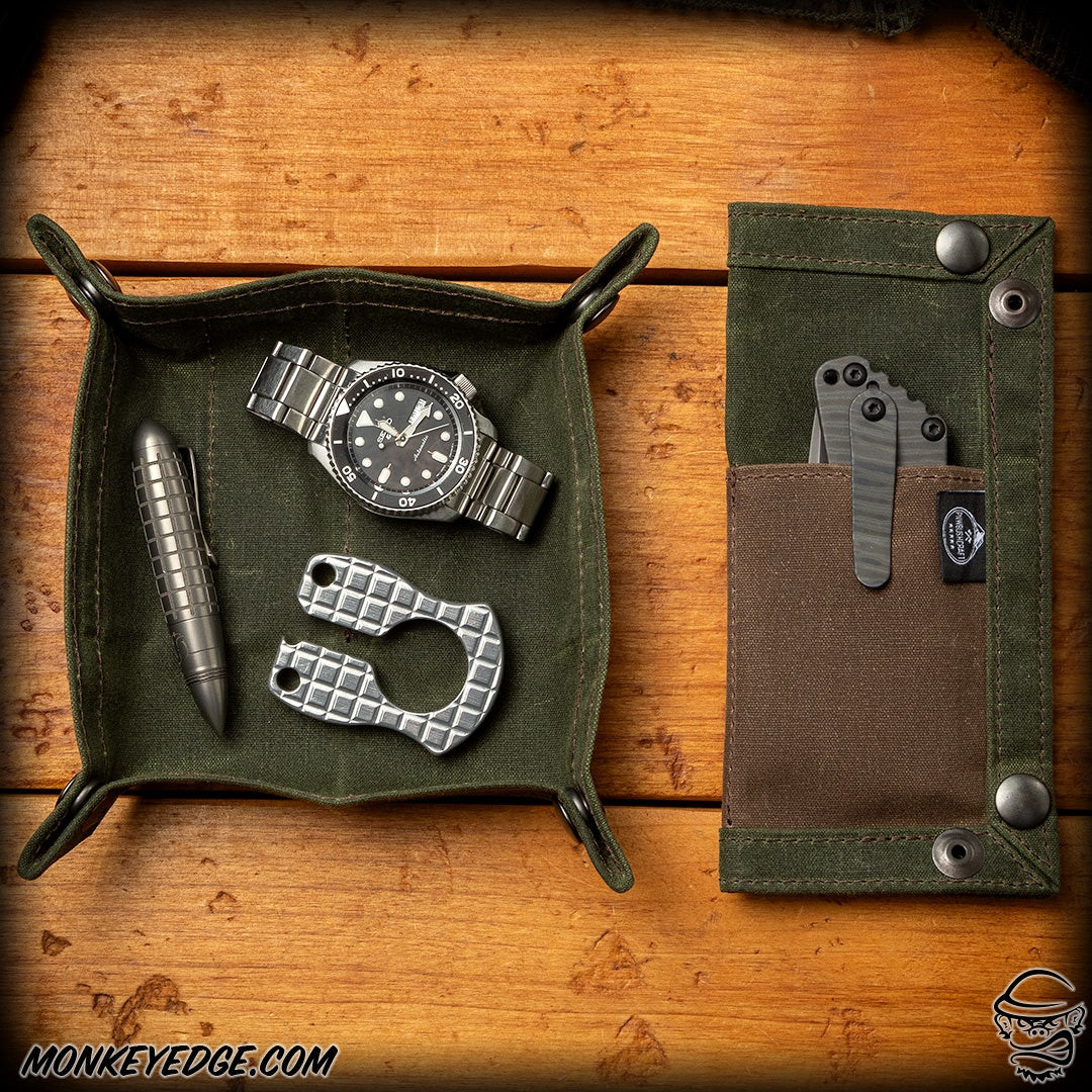 Monkey Edge - PNW Bushcraft EDC Tray: Waxed Canvas - OD Green/Brown