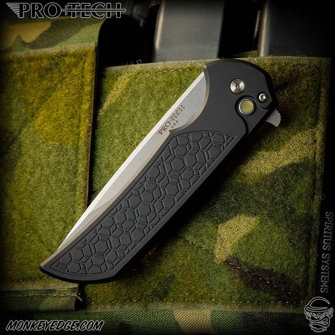もずく　ぺージ Monkey Edge - Pro-Tech Knives: Mordax - Stonewashed/Black Gridlock