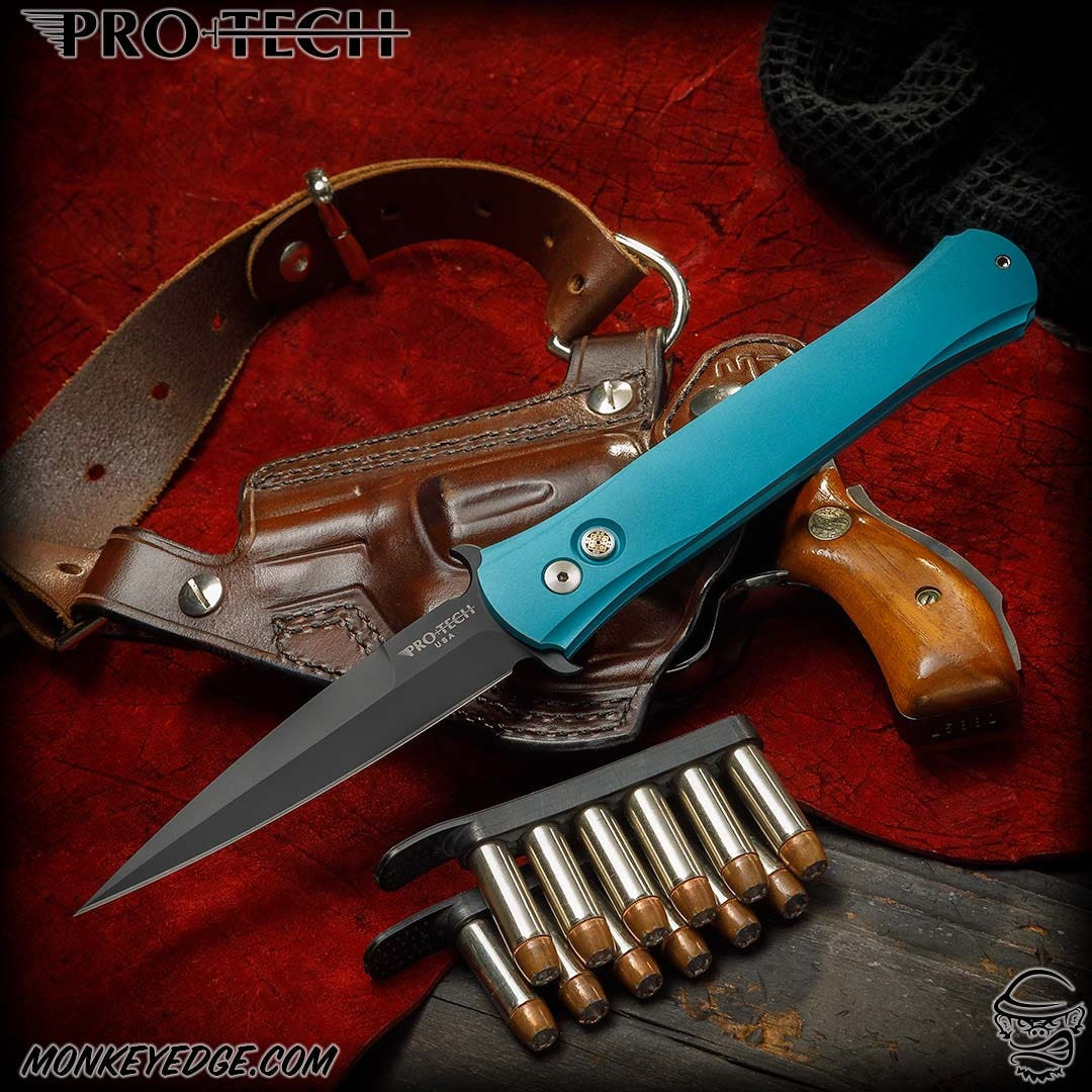 Monkey Edge - Pro-Tech Knives: Large Don - Black/Tiffany Blue