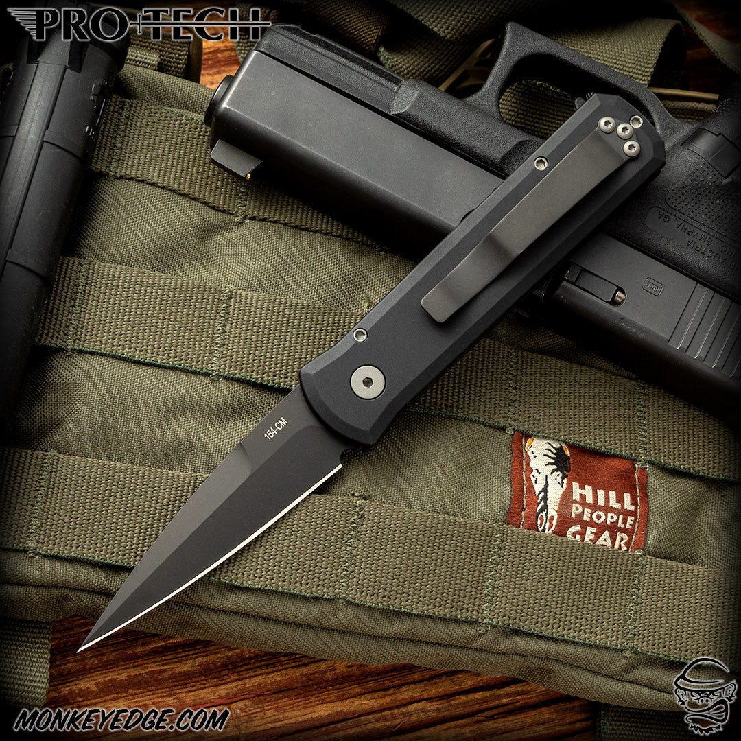 Monkey Edge - Pro-Tech Knives: Godson - Black/Black Left Handed