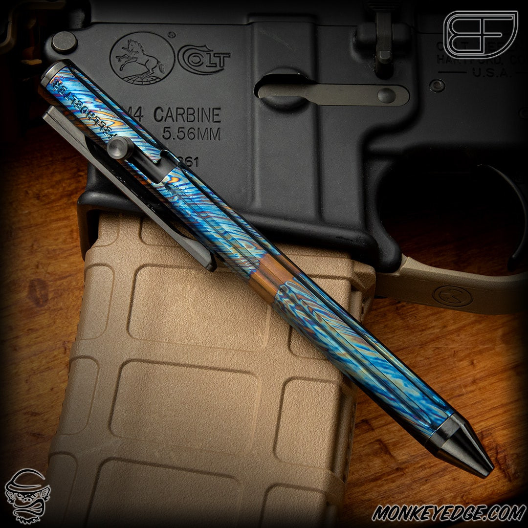 Monkey Edge - Fellhoelter TiBolt Pen - Wild Fire Zirc Damascus w