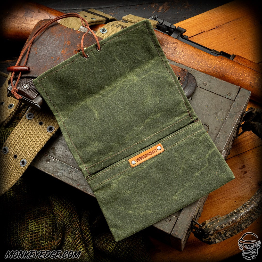 Monkey Edge - PNW Bushcraft Roll Up Pouch: Waxed Canvas - OD Green